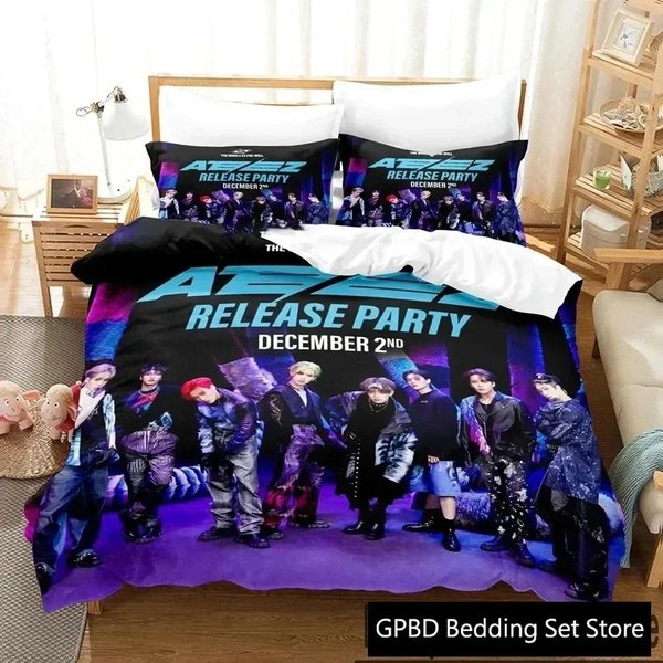Lujo Nuevo Estampado 3D El Mundo Ep.Fin Will Ateez Juego De Ropa De Cama Funda NóRdica Juego De Cama Funda De Colcha Funda De Almohada Queen NiñOs Adultos Ropa De Cama AU Double 180X210Cm-image