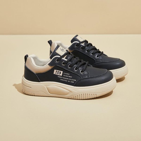 Zapatos Blancos De Primavera Nuevo Estilo De Zapatos Deportivos De Plataforma Alta Para Estudiantes Zapatos Casuales Para Street Style 35 Black-image