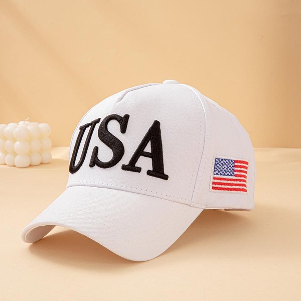 Gorra De BéIsbol Bordada Con Letras De Ee. Uu. Moda Hombres Mujeres Parche De Bandera Americana Ajustable PatrióTica Gorra De Papá Para Exteriores Casual Diaria Adjustable-image
