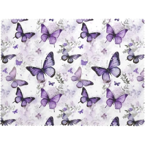 Vintage Fioletowy Motyl Akwarelowy Obrus, Kwiatowe Motyle ProstokąTny Zmywalny Pokrowiec Na Stół Do Domowego Jadalni Kuchni 90X140Cm Gray-image