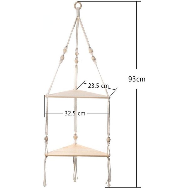 PłYwająCe PółKi Drewniany Stojak Boho Home Decor PółKa NarożNa Salon Sypialnia WisząCe Dekoracje śCienne TróJkąT PółKa WyśWietlacz Stojak 93*32.5*23.5Cm-image