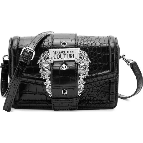 Versace Jeans Couture Hebilla De Anillo Barroca Con Herrajes Plateados Bolso De Mano De Poliuretano Con Estampado De Cocodrilo Bolso Cruzado Al Hombro 75VA4BFCZS578899 Basic Set (Bag+Dust Bag) Gray-image