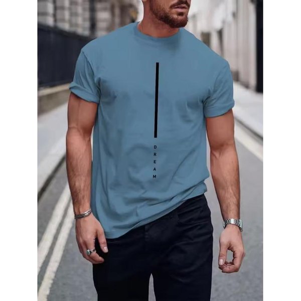Letnia MęSka Casualowa Sportowa LuźNa Oversize Prosta Koszulka Z Nadrukiem Wzoru Literowego Z OkrąGłYm Dekoltem I KróTkim RęKawem 3D Top XL Gray-image