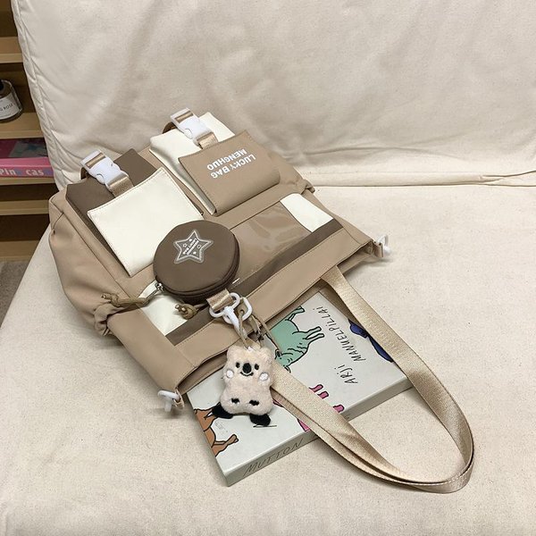 Gran Capacidad Estudiantes De Secundaria Femenino Coreano Harajuku Bolso Ocio Lindo Bolso Pain Mochila Mochila De Secundaria. .-image