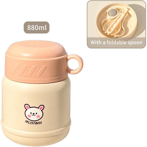 Fiambrera PortáTil Acero Inoxidable 304 Aislada Taza De Desayuno Contenedor De Alimentos Reutilizable 880Ml Tarro TéRmico Para Alimentos Sellado-image