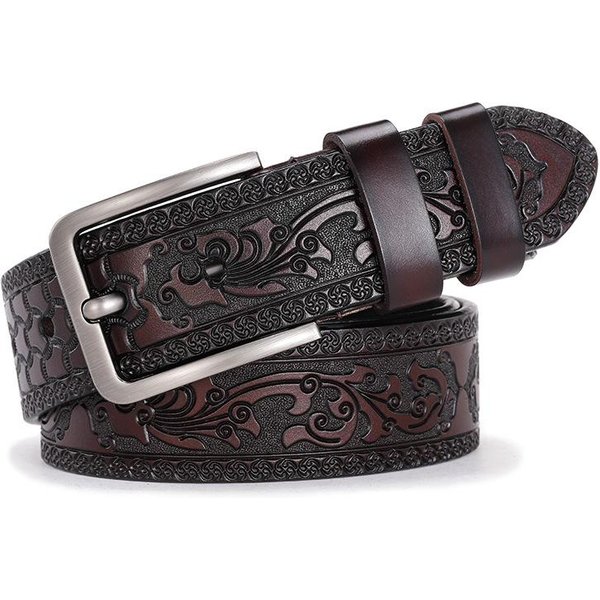 SkóRzany Pasek, MęSki SkóRzany Pasek, Retro Czysty Pasek Ze SkóRy BydlęCej Dla MężCzyzn 105Cm Black-image
