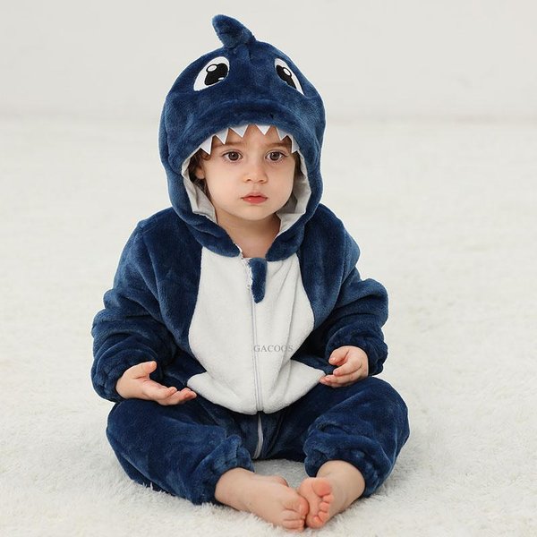 0 1 2 3 4 Lata Kigurumi PiżAmy Dla Malucha Ubranka DziecięCe Stroje DziecięCe Niemowlę Dinozaur JednorożEc Kot MałPa Kostiumy Cosplay 6-12 Months(80) Blue-image