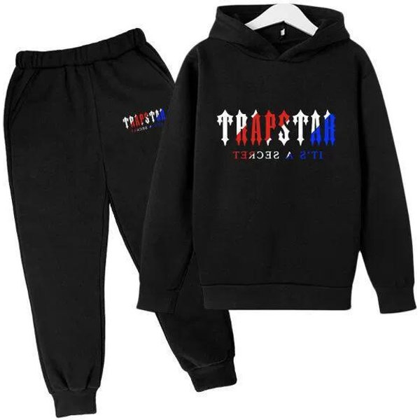 Conjunto De CháNdal Negro Con Estampado De Letras Para NiñOs, Sudadera Con Capucha Y Pantalones Deportivos Para NiñOs, Conjunto De 2 Piezas, Ropa Deportiva Informal Para OtoñO E Invierno 140Cm Black-image
