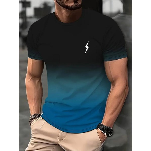 XL-6XL Camisetas Oversize Para Hombre Cuello Redondo Manga Corta Estampado 3D Flash Camiseta Casual Hombre Verano Tallas Grandes Camisetas Xxxl-image