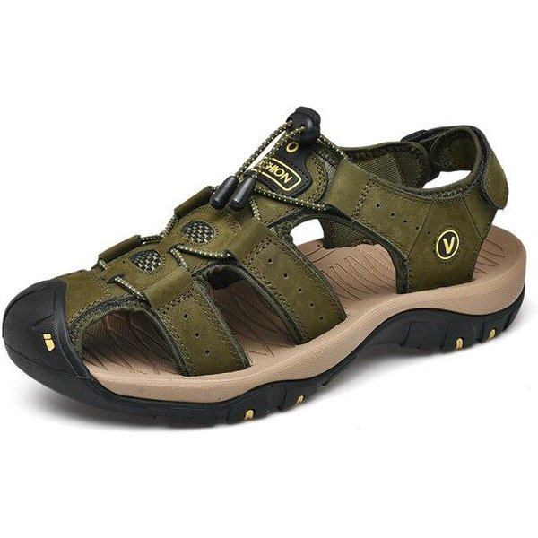 Sandalias CláSicas Para Hombre, Sandalias Suaves De Verano, Zapatos CóModos Para Hombre, Sandalias De Cuero Genuino, Zapatos Casuales Suaves De Exterior De Gran TamañO Para Hombre 38 Black-image