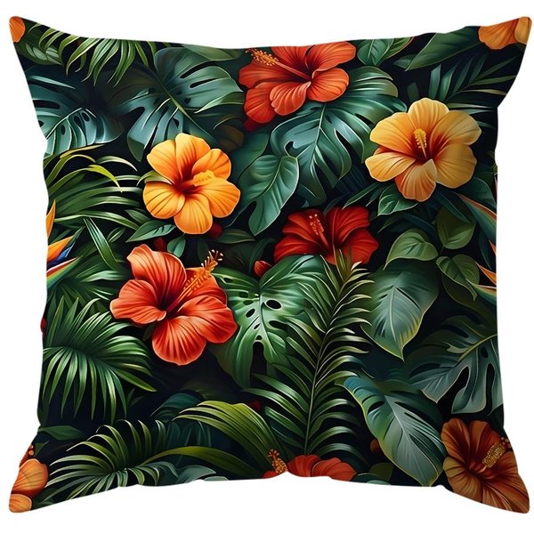Planta Tropical Ave Del ParaíSo Cojines Florales Funda De Almohada Funda De CojíN De PoliéSter CojíN Decorativo Para El Hogar Coche Sofá 45X45Cm Gray-image