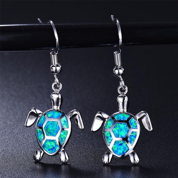 Pendientes Colgantes Boho Adorables De Animal Tortuga Marina Para Mujer ÓPalo De Fuego Azul Pendientes Colgantes JoyeríA Para Boda Compromiso Fiesta Black-image