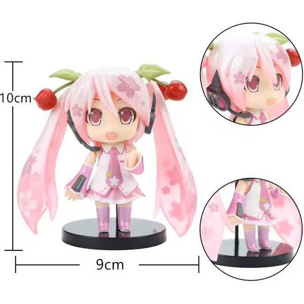 Anime Nowa Figurka Hatsune Miku Mini Postacie Ozdoby Kawai RóżOwy Zielony Hatsune Dekoracja Domowego Biurka Zabawka Dla DorosłYch Dziecka Prezent Urodzinowy White-image