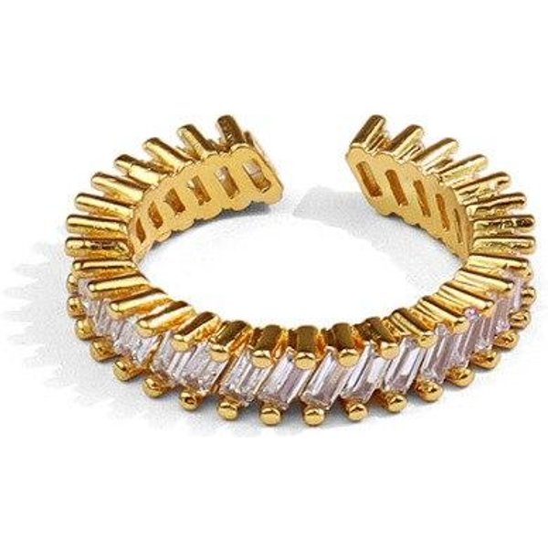 Anillos De Alianza De Boda De Plata De Ley 925 Para Mujer Circonita Elegantes Anillos Abiertos Ajustables JoyeríA Resizable Beige-image
