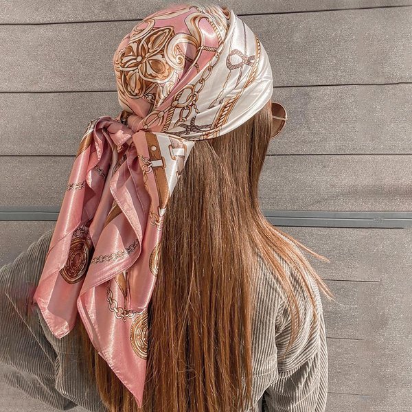 PañUelo De Seda 90*90Cm Bufanda PañUelo Para La Cabeza Mujeres Cuatro Estaciones PañUelo Para El Cabello Hiyab Foulard Iuxe Bandana Femme PañUelo Para La Cabeza 90X90CM Brown-image