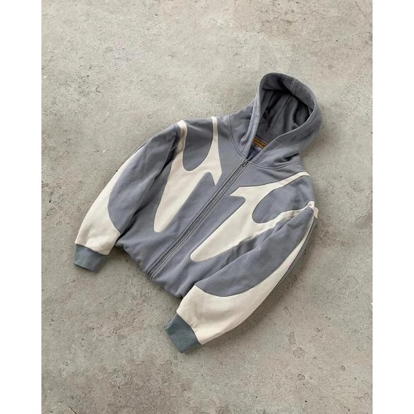 Europejska I AmerykańSka Jesienno-Zimowa Modna MęSka Nowa Bluza Z Kapturem Uliczna Hip-Hopowa Patchworkowa Drukowana Kurtka Bluza W Stylu Harajuku 4XL Gray-image