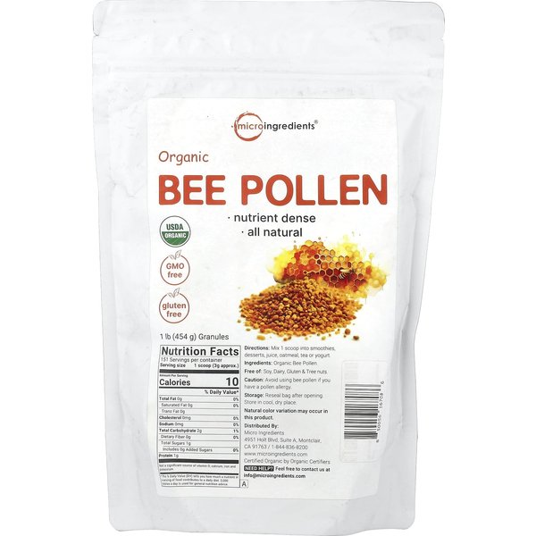Microingredientes, Polen De Abeja OrgáNico, 1 Libra (454 Gramos)-image