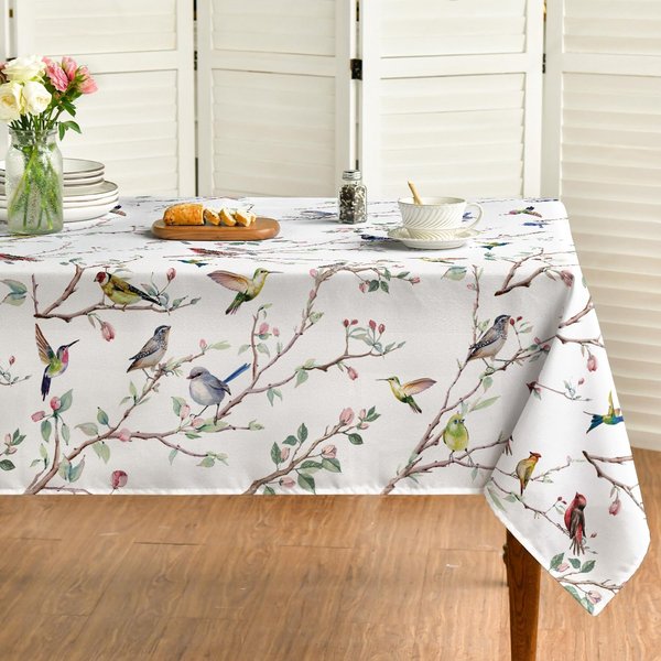 PáJaros De Primavera Rama Floral RectáNgulo Mantel Impermeable DecoracióN De Mesa Mantel Reutilizable Para Mesa De Cocina Comedor DecoracióN De Fiesta NavideñA 100X160Cm-image