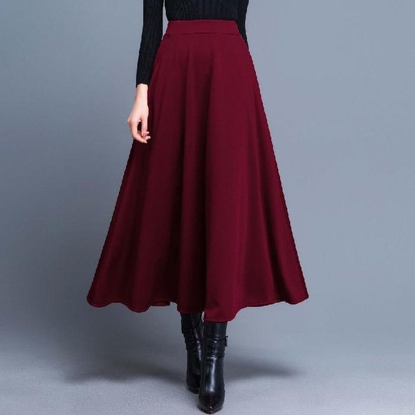 Falda Midi Y Larga De Cintura EláStica Para Mujer, Cintura Alta Y Delgada, Falda Acampanada VersáTil 2XL-image