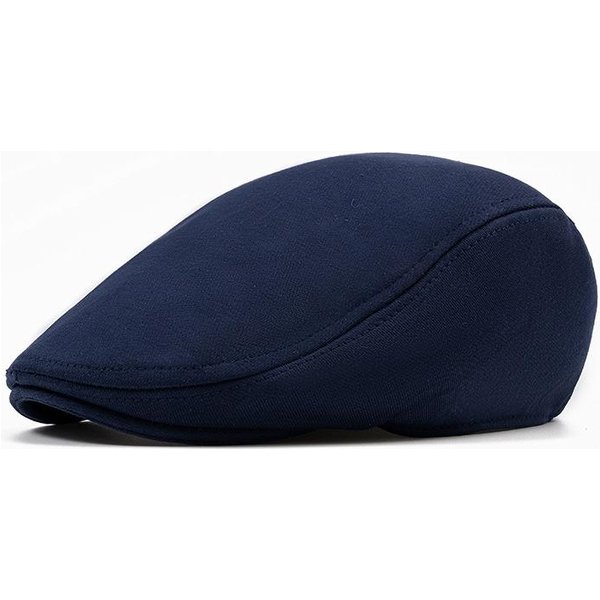 Gorra De AlgodóN De Gran Circunferencia Para Hombre Mujer OtoñO Invierno CáLida Gorra Plana Color SóLido Boina Gorra De Repartidor BritáNica Azul Marino-image