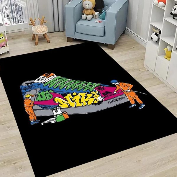 Modny Dywan Z Nadrukiem HD W KształCie ButóW Do KoszykóWki Do Sypialni, Salonu, Przedpokoju, Dywanik AntypośLizgowy, Wycieraczka Pod Sofę, Mata Domowa 60*90Cm-image