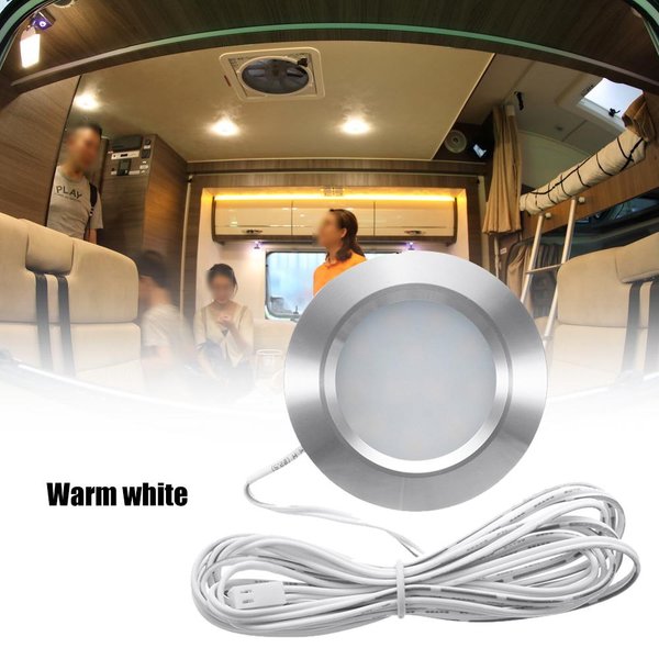 Luz Empotrada De Techo Para Barco Rv, 12LED, Luces Led De 12V, Forma Redonda, Interior Ultrafino Para Caravana Blanco CáLido-image