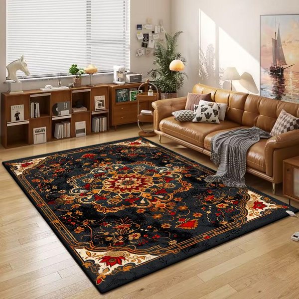 Alfombra Persa De Lujo Vintage Para DecoracióN De Sala De Estar, Alfombra Grande Para Dormitorio, Alfombra Lavable Antideslizante Para Sofá Y Mesa De Centro. 60*90Cm Gray-image