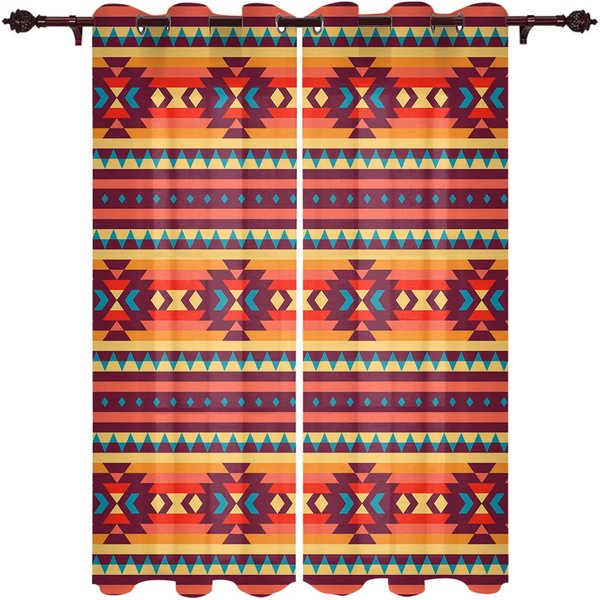2 Sztuki Boho Plemienny Totem ZasłOna Okienna Nowoczesne Europejskie ZasłOny Do Sypialni Salonu ZasłOna TłA W60Xh100(Cm)X2Pcs&Rod Pocket Beige-image