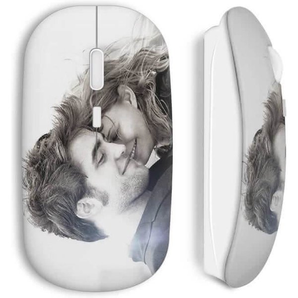 Mysz Bezprzewodowa - ZapamięTaj Mnie - Robert Pattinson - Usb Wifi W Zestawie - Kompatybilna Mac I Pc - BiałA-image