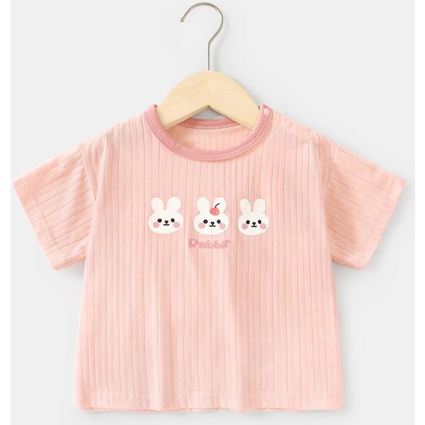 Ropa De Bebé Casual Modal Camiseta De Manga Corta Ropa De Verano Para NiñOs Y NiñAs Bebé NiñOs Verano Tops De Media Manga 80Cm-image