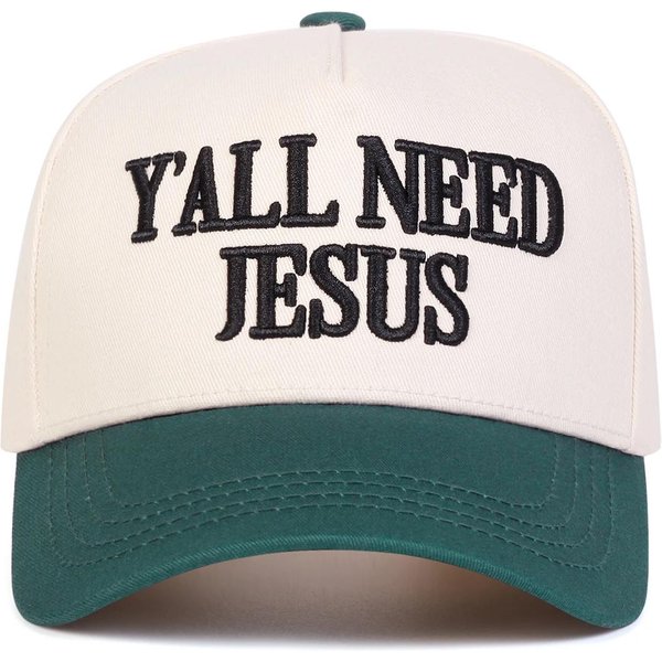 Gorras De BéIsbol Unisex Con Bordado De Letras 'Y'all Need Jesus' Primavera OtoñO Exterior Ajustable Gorras Casuales Gorra Protectora Solar Gorra Deportiva Black-image