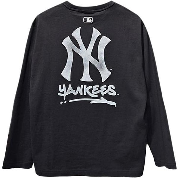 MLB New York Yankees Modna Wygodna MięKka Przyjazna Dla SkóRy OddychająCa Koszulka Z DłUgim RęKawem Unisex Czarna 3ATSB0351-50BKS M Black-image
