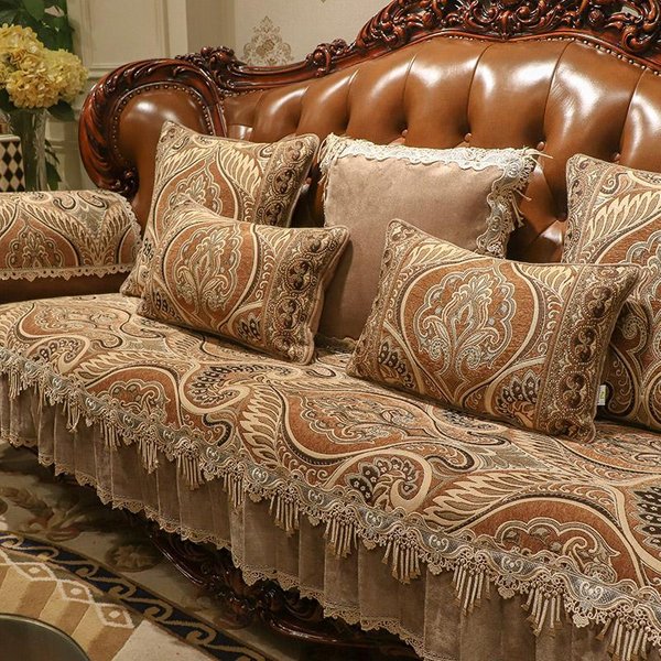 Retro Pokrowce Na Sofę Z Weluru 1/2/3 Kombinacja Poduszka Na Siedzisko Sofy AntypośLizgowy ŻAkardowy Pokrowiec Dekoracja Domu Pokrowiec Na Kanapę Do Salonu 70X240 Cm 1Pc-image