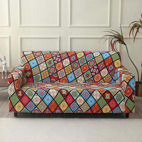 Lanmolife 1PC Funda De Sofá Spandex Estampada Antimanchas Dormitorio Sala De Estar Hotel Muebles Funda Protectora EláStica DecoracióN Del Hogar 2 Seater 140-180Cm-image
