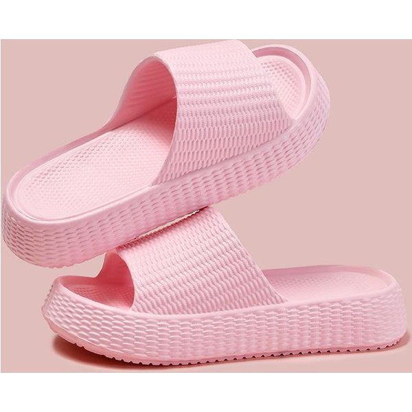 Zapatillas De Eva Gruesas Con Plataforma Nube Para Mujer Suela Gruesa Suave Chanclas Para BañO Hogar Mujer 2025 Verano Antideslizantes Chanclas De Playa Mujer 36-37 Color Rosa-image