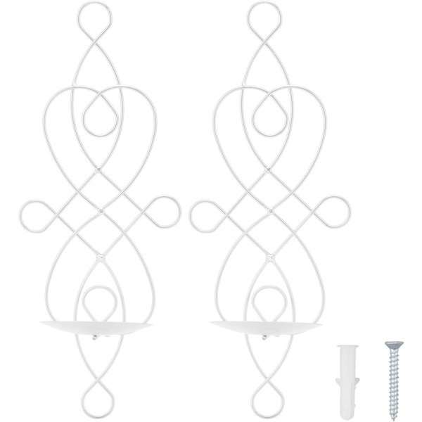 2 Juegos Candelabro De Pared De Hierro Plegable Resistencia A La DeformacióN Innovador Candelabro De Pared Blanco-image