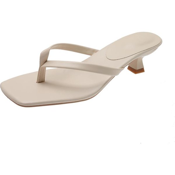 Sandalias De Verano Con Punta De Clip Para Mujer, CóModas, De TacóN Bajo, Informales, Estilo Urbano 39 Beige-image