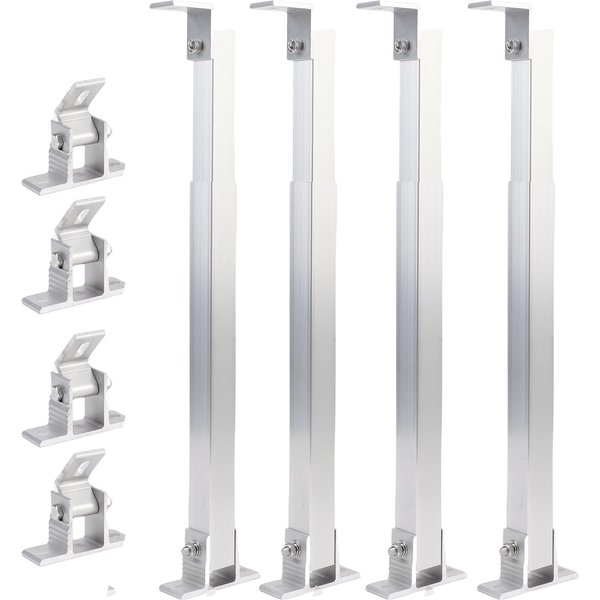 2 Zestawy UchwytóW MontażOwych Z Regulacją KąTa Nachylenia Paneli Solarnych Stop Aluminium 15 Do 30 Stopni Regulowany Uchwyt MontażOwy Paneli Solarnych Do KamperóW White-image