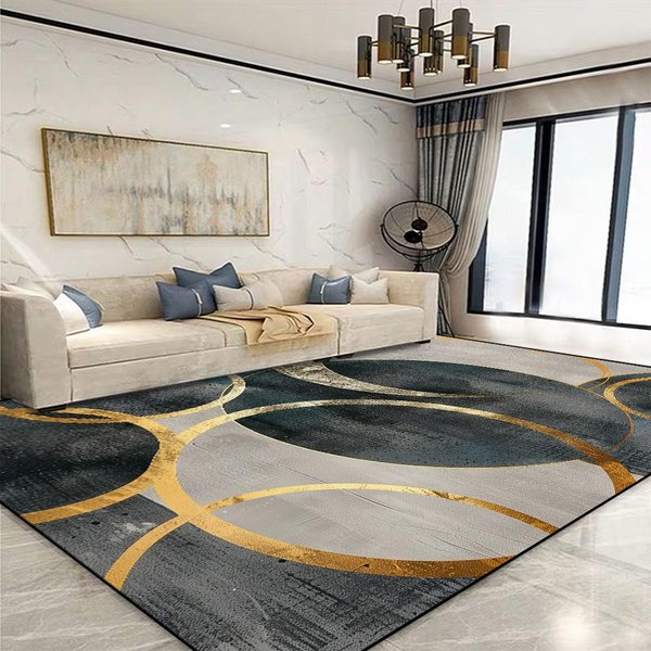 Nowoczesny ZłOty Geometryczny Dywan Do Salonu Dekoracja DużEj Powierzchni Dywany Domowe Do Sypialni MięKki AntypośLizgowy 200X300 Mata Na Sofę Do Salonu 60*90Cm Gray-image