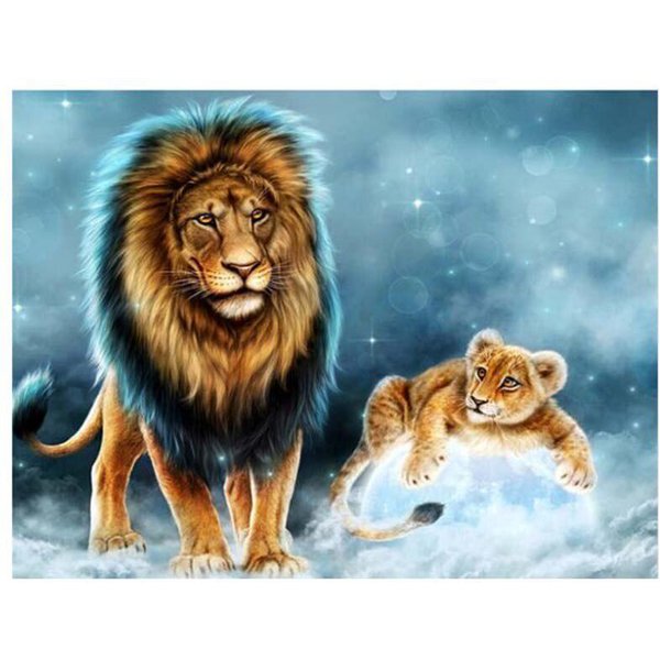 Pintura De Diamantes 5D Redonda Completa DIY Punto De Cruz Animal LeóN Bordado De Diamantes 20X30CM-image