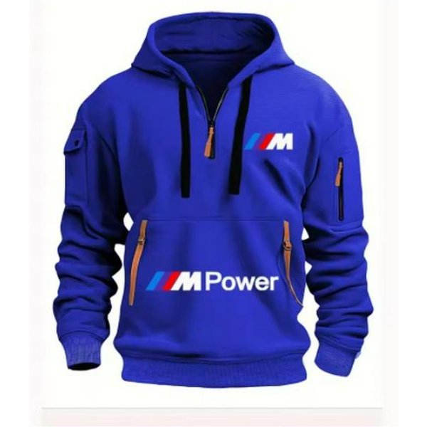 Sudadera Informal Para Hombre Con MúLtiples Bolsillos Con Cremallera En La Manga Para OtoñO E Invierno Xxxl Blue-image