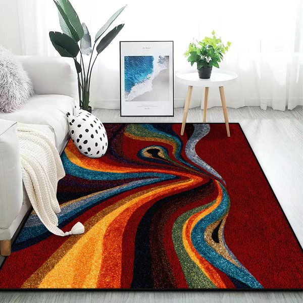 Nowoczesny Dywan Abstrakcyjny Salon Dekoracja Domu Dom DużA Powierzchnia KróTki Aksamitny Dywanik Zmywalny AntypośLizgowy Dywan Do Sypialni PokóJ Gier 80X120Cm 31.5X47.2In-image