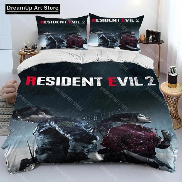 Juego De Cama Con EdredóN Y Funda De EdredóN Para Jugador De Juegos Resident Evil 3D, Juego De Cama Con Funda De EdredóN Y Funda De Almohada, Juego De Cama TamañO King Y Queen Para NiñOs EU Single 150X200Cm-image