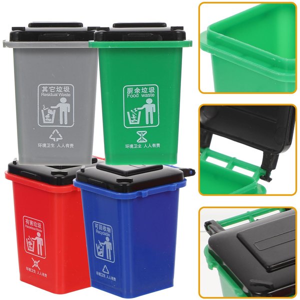 4 Juguetes Para NiñOs, Mini Bote De Basura Para Clasificar Basura De Colores, Regalo Para Adolescentes, Modelo De Coche, Contenedor Para Clasificar, PequeñO Trabajo DoméStico.-image