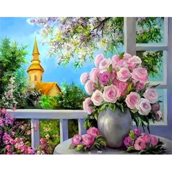 Diamentowe Malowanie 5D Malownicze Kwiaty Diamentowe Hafty Artystyczne śCiegiem KrzyżYkowym Dekoracja WnęTrz 20X30CM Gray-image