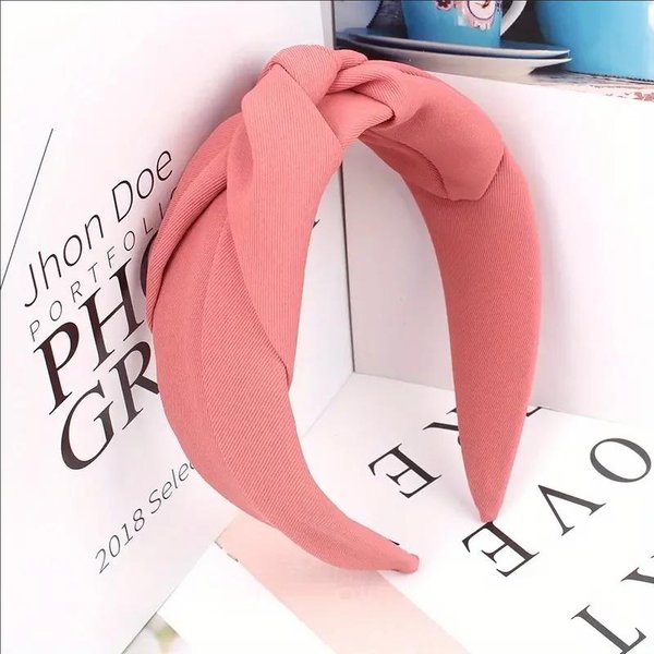 Nuevas Diademas Anudadas De Moda Para Mujeres, Bandas Para El Cabello De Tela De Color SóLido Para NiñAs, Diadema Ancha, Aro Suave Para El Cabello, Accesorios Para El Cabello Pink-image