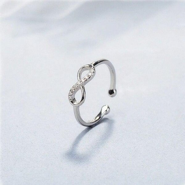 Anillos De Dedo De Plata De Ley 925 Con Cruz De Cristal Punk Vintage Para Mujer, Regalos De JoyeríA De Fiesta A006 Resizable White-image