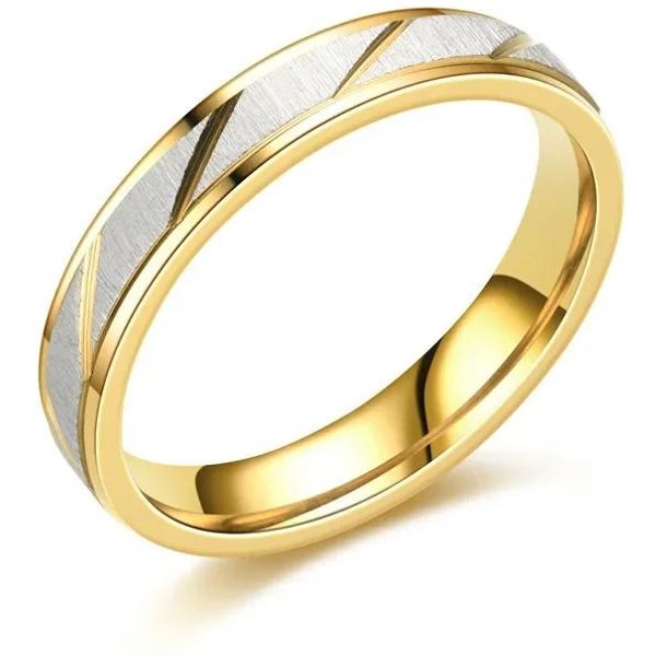Anillo De Pareja De Acero Inoxidable Color Dorado Con PatróN De Ola Anillo De Boda Compromiso Anillo De Promesa JoyeríA Regalo 5 Beige-image