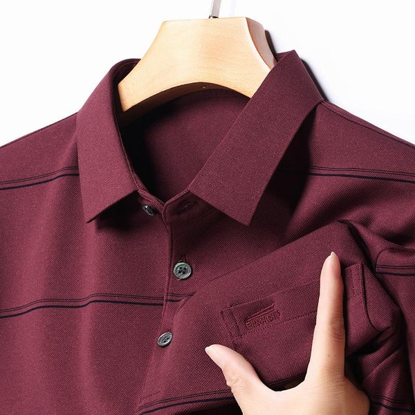Wiosenno-Jesienna MęSka Koszula Polo Z DłUgim RęKawem I Klapami Nowa Moda W śRednim Wieku, Swobodna, Prawdziwa Kieszeń, MęSka Modna GóRa Xxxl Black-image