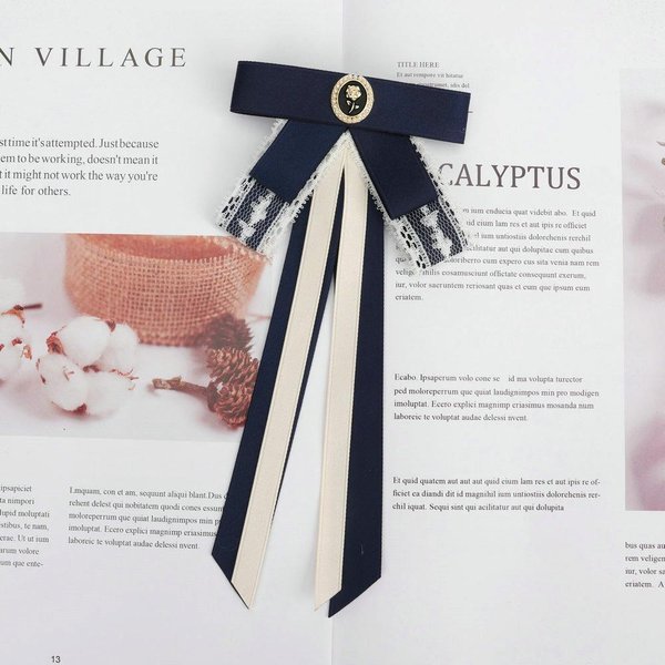Broche De Corbata De Cuello Elegante Vintage Para Mujer JoyeríA De Diamante ImitacióN Lazo De Cinta Corsage Para Cuello De Camisa Ropa Dropshipping Black-image